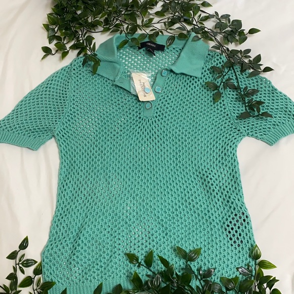 Teal forever 21 retro knit top - Picture 2 of 3